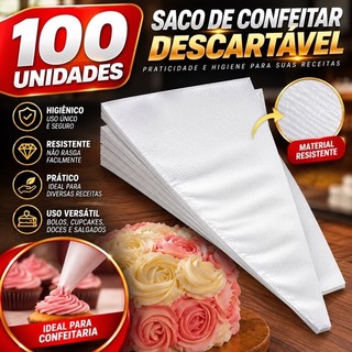 Saco De Confeitar Medio 100 Unidades Confeitaria Bolo Doce Cupcake