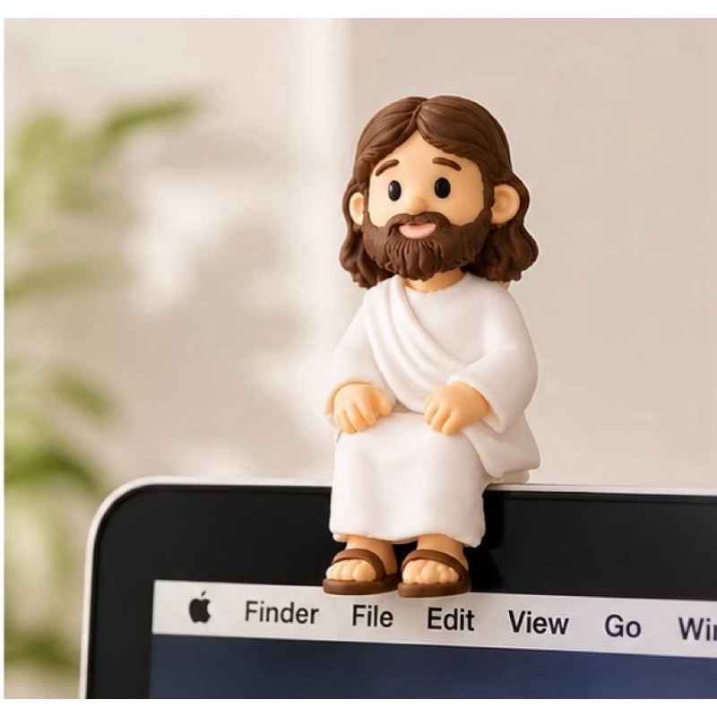 Mini Jesus Sentado Impressão 3D Decorativo Para Monitor Mesa Prateleira Nicho Carro - 4cm