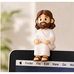 Mini Jesus Sentado Impressão 3D Decorativo Para Monitor Mesa Prateleira Nicho Carro - 4cm