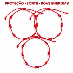 Kit 3 Pulseiras Vermelhas 7 Nós Original | Proteção, Sorte e Energia Positiva