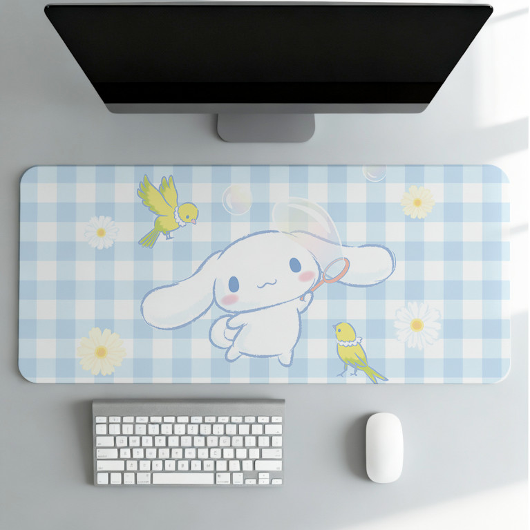 Mouse Pad Cinamoroll Azul Fofo Helo Kty Grande Mesa Deskmat Extra Grande Premium Qualidade