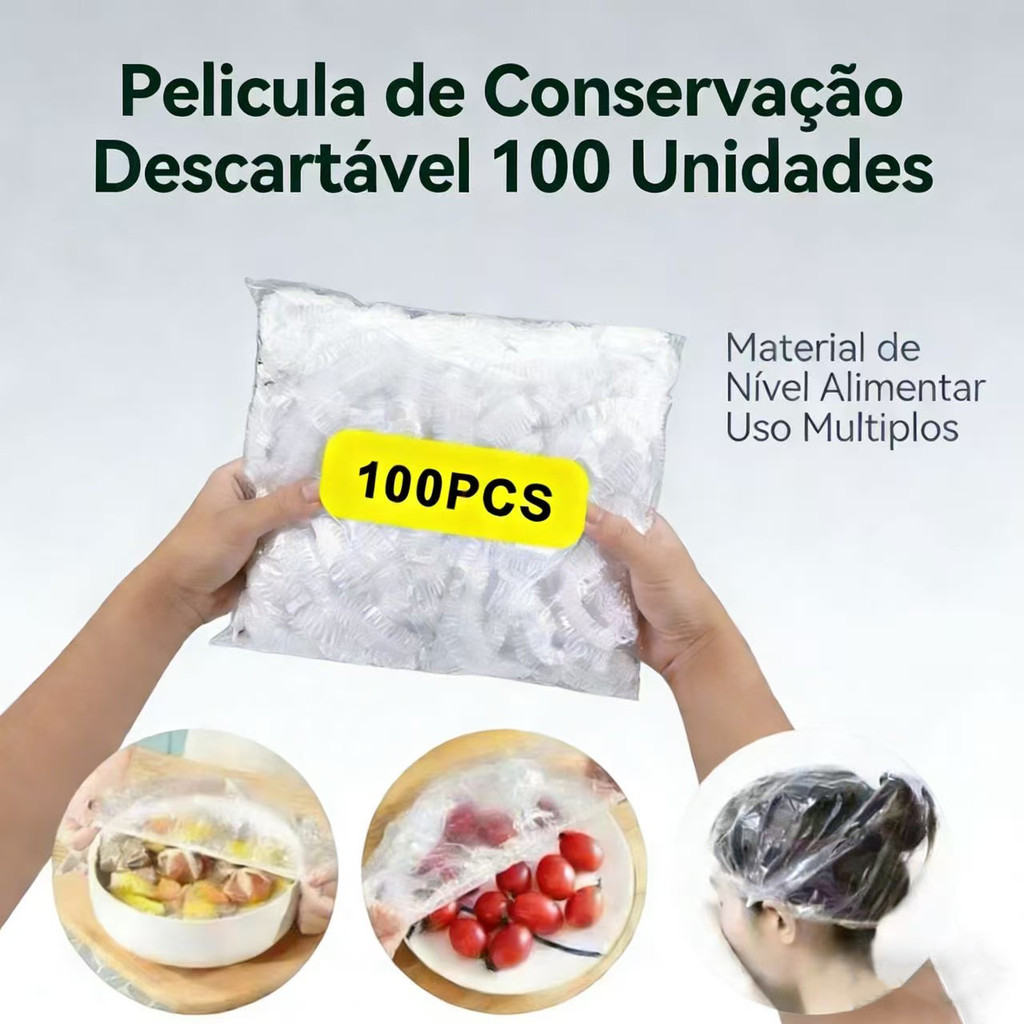 KIT 100/200/300 Tampas De Plástico Descartável Para Alimento Toucas Descartáveis Cozinha Multiuso em Oferta na Shopee