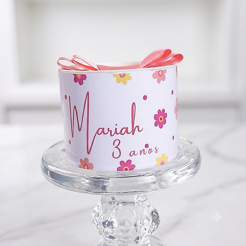 Kit Tubo Lata Personalizada Flor Menina Jardim Flores Lembrancinha Festa Infantil Menina Lembrança 5x6