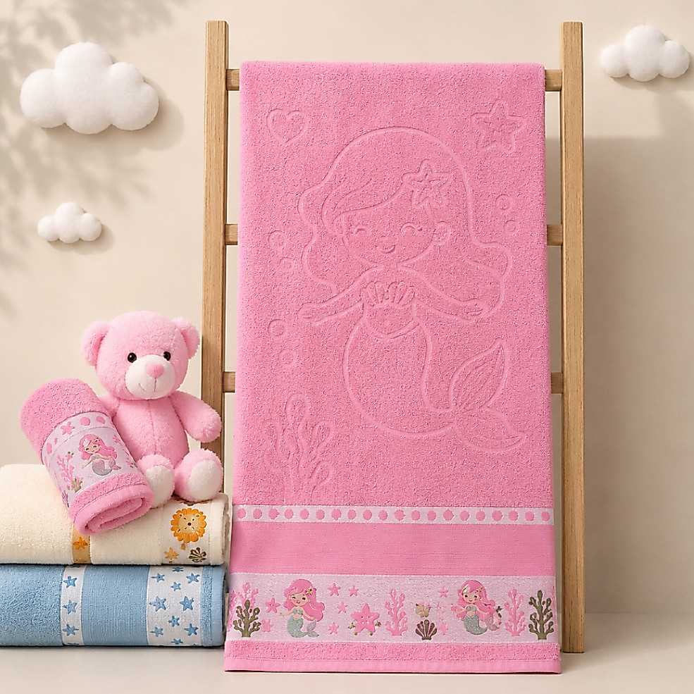 Kit 2 Toalhas de Banho Kids Infantil Para Bordar Ponto Cruz 100% Algodão Toalha Infantil Bordada Menino Menina