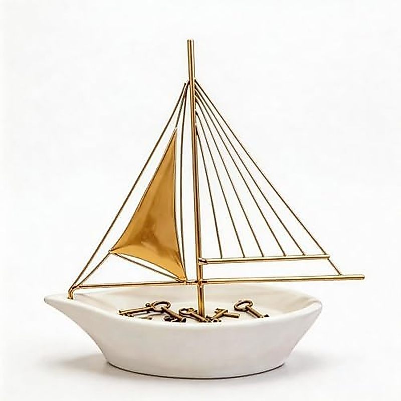 Decoração De Veleiro Barco De Resina Náutica , Casa De Oceano De Praia Para Prateleira , Ornamento De Destaque De Navio