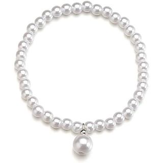 MXUHUI Tornozeleira Boho com Pérolas Brancas e Contas, Pulseira de Pérolas, Corrente para o Pé, Tornozeleira Elástica, J