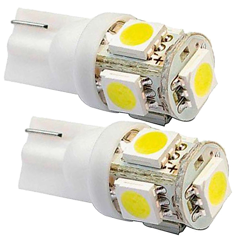 Par De Lâmpadas de Led Automotivas Caminhão T10 Pingo Pingao 24v Volts 5 Leds Luz Branca