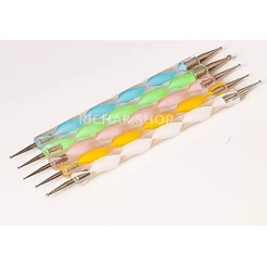 Kit 5 Boleadores Pinceis Ponta Dupla Decoração De Unha