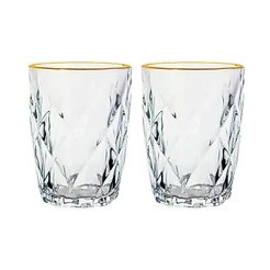 Copos De Vidro Diamond Fio De Ouro 270ml 2 Peças - Lyor