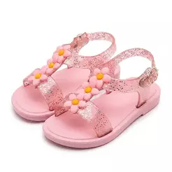 Sandália feminina Infantil Conforto Emborrachado para menina Florzinha Rosa
