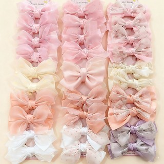 Kit com 10 Presilha de cabelo infantil laço bico de pato para meninas, várias cores e estilos