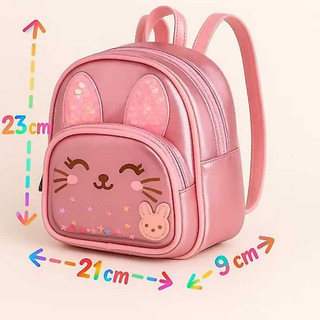 Mochila Infantil Gatinha Feminina com Lantejoulas Rosa Brilhante Para Meninas Presente Es…