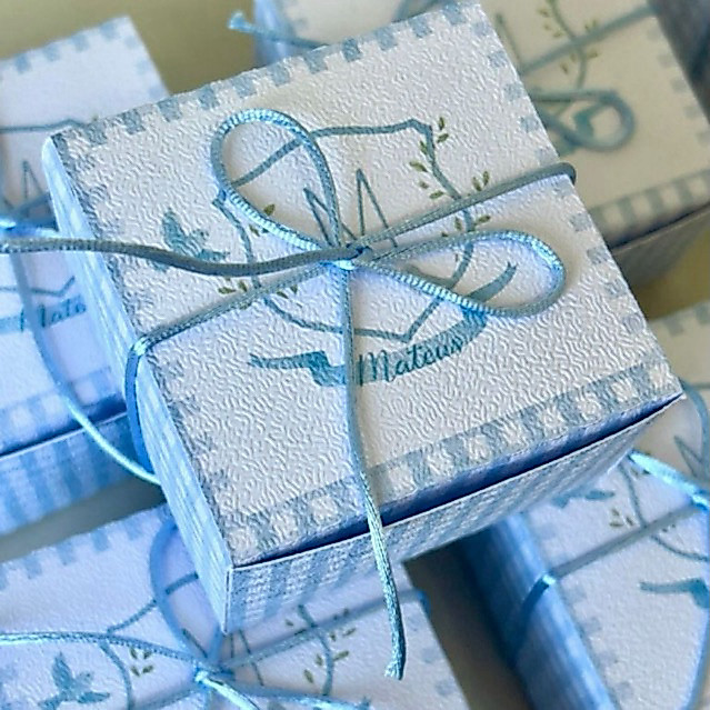 50 Caixa Cubo Personalizada com Nome – Lembrancinha Maternidade Aniversário Batizado 6x6x4