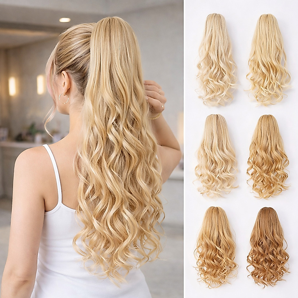 Aplique Rabo de Cavalo Cabelo Loiro Natural Escuro Claro Platinado Mel Orgânica Humano Loira Liso Ondulado Enrolado