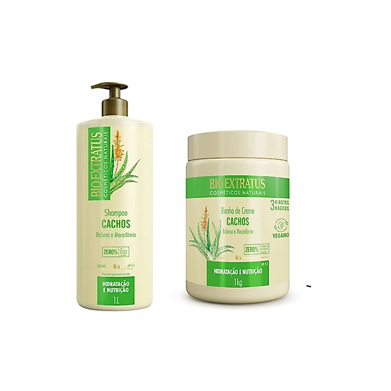 Bio Extratus Kit Cachos (Shampoo 1L e Banho de Creme 1Kg)