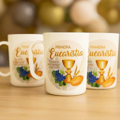 Kit 15 Canecas primeira eucaristia bonita pronta entrega versiculo eu sou o pão da vida lembrancinha