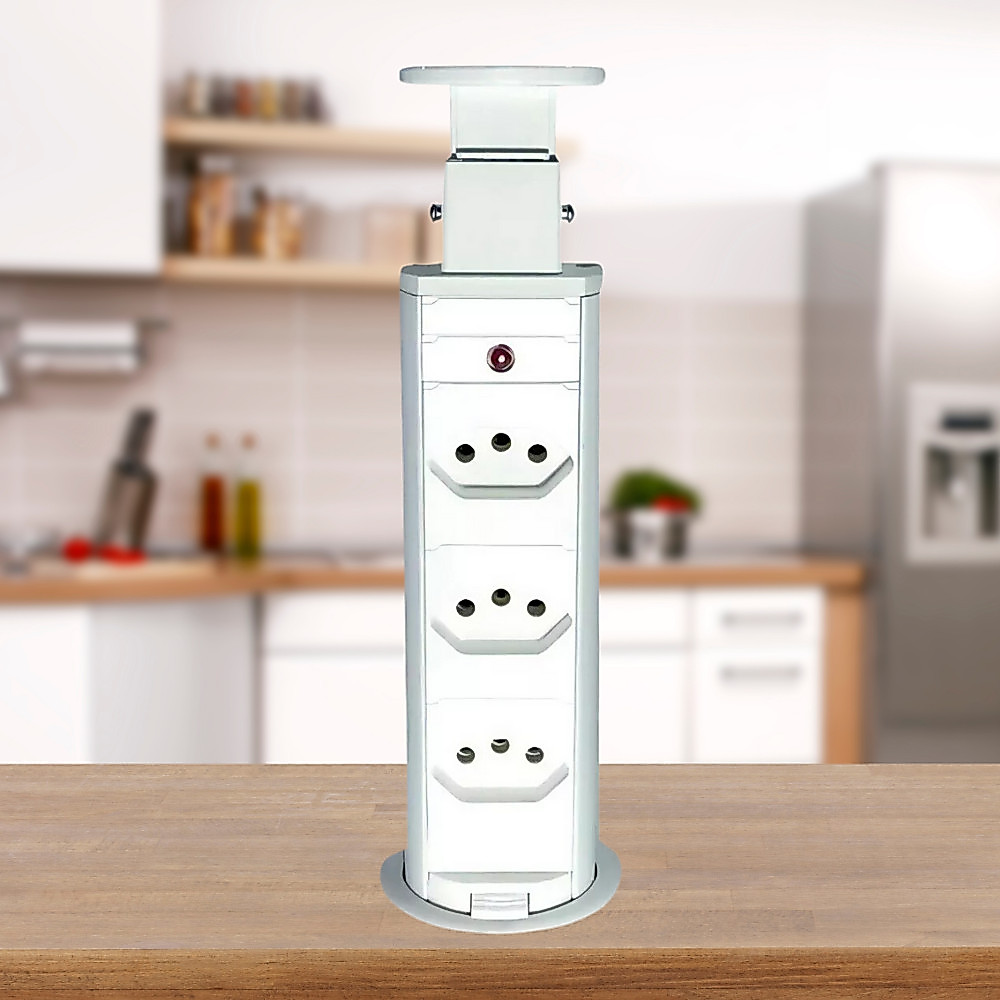 Torre 3 Tomadas Multiplug Bivolt 16A Branca Renna Totem de Tomadas Embutidas Design Compacto Eletricidade