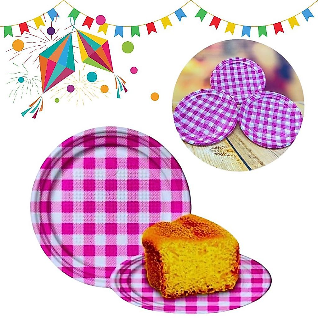 30~150 PRATINHO FESTA JUNINA 15 CM XADREZ PINK (CHOCO)