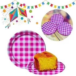 30~150 PRATINHO FESTA JUNINA 15 CM XADREZ PINK (CHOCO)