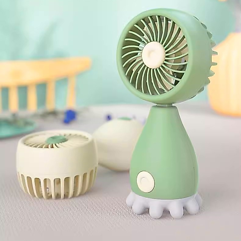 Kit Mini Ventilador Sem Fio Recarregável Usb Portátil De Mão E Mesa 3 Velocidades