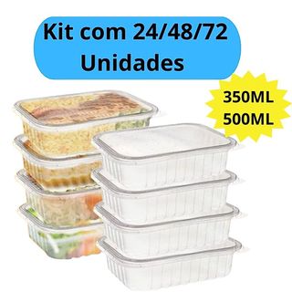 Kit Marmita Pote 350ml 500ml com Tampa Freezer Microondas Fitness Marmitex Organizador