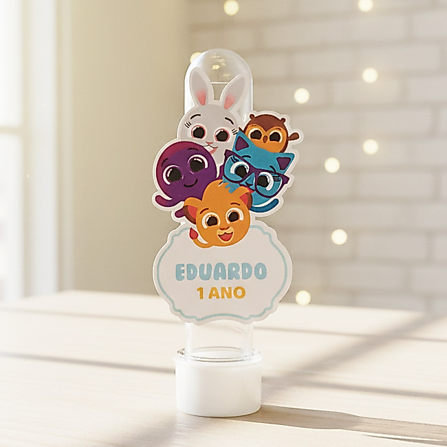 Apliques para Tubete Bolofofos Azul ou Rosa | Tags Personalizadas Aniversário Lembrancinhas Mimos