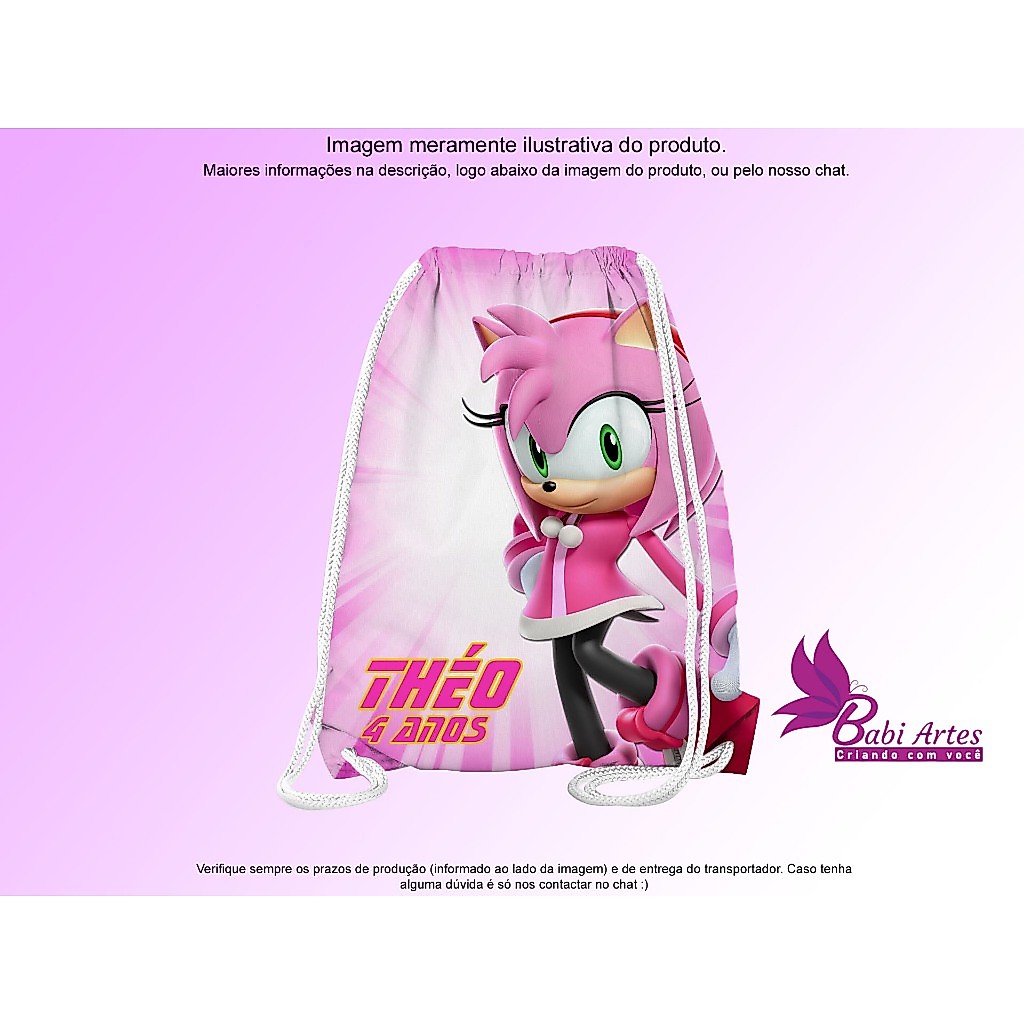 Mochilinha Saco Personalizada Sonic  Festa Aniversário Lembrancinha Saquinho Infantil