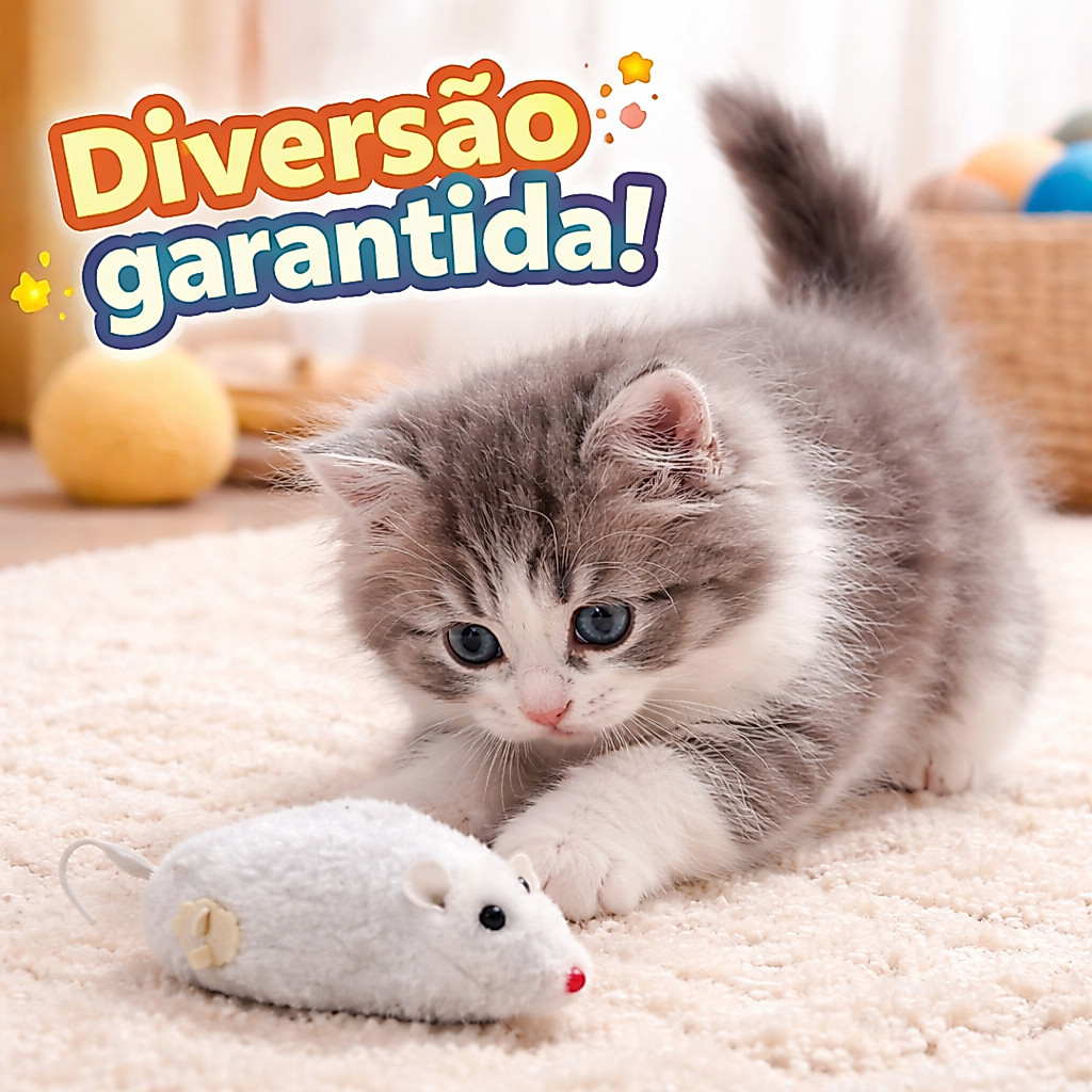 Brinquedo Ratinho de Corda para Gatos CORES VARIADAS