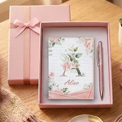 Kit Presente Mães Caderneta Personalizada + Caneta com Nome Caixa Elegante – Presente Brinde Agenda