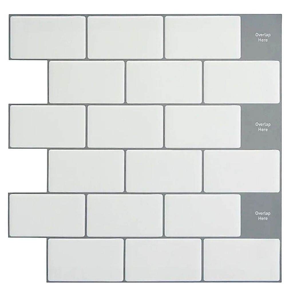 Pastilha Resinada Adesiva Tijolinho Branco 3D Revestimento Parede Cozinha Banhei