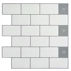 Pastilha Resinada Adesiva Tijolinho Branco 3D Revestimento Parede Cozinha Banheiro Moderna