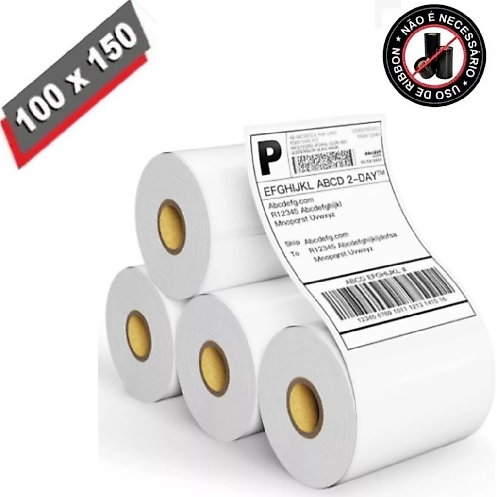 Rolos Etiqueta 10x15 100x150 Térmica Adesiva Serrilha Não Usa Ribbon Para ECommerce (500 etq/rolo)