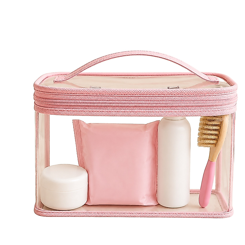 Kit 2 Nécessaire Transparente Organizador Bolsa Mala Saída Maternidade Troca e Fralda bebe