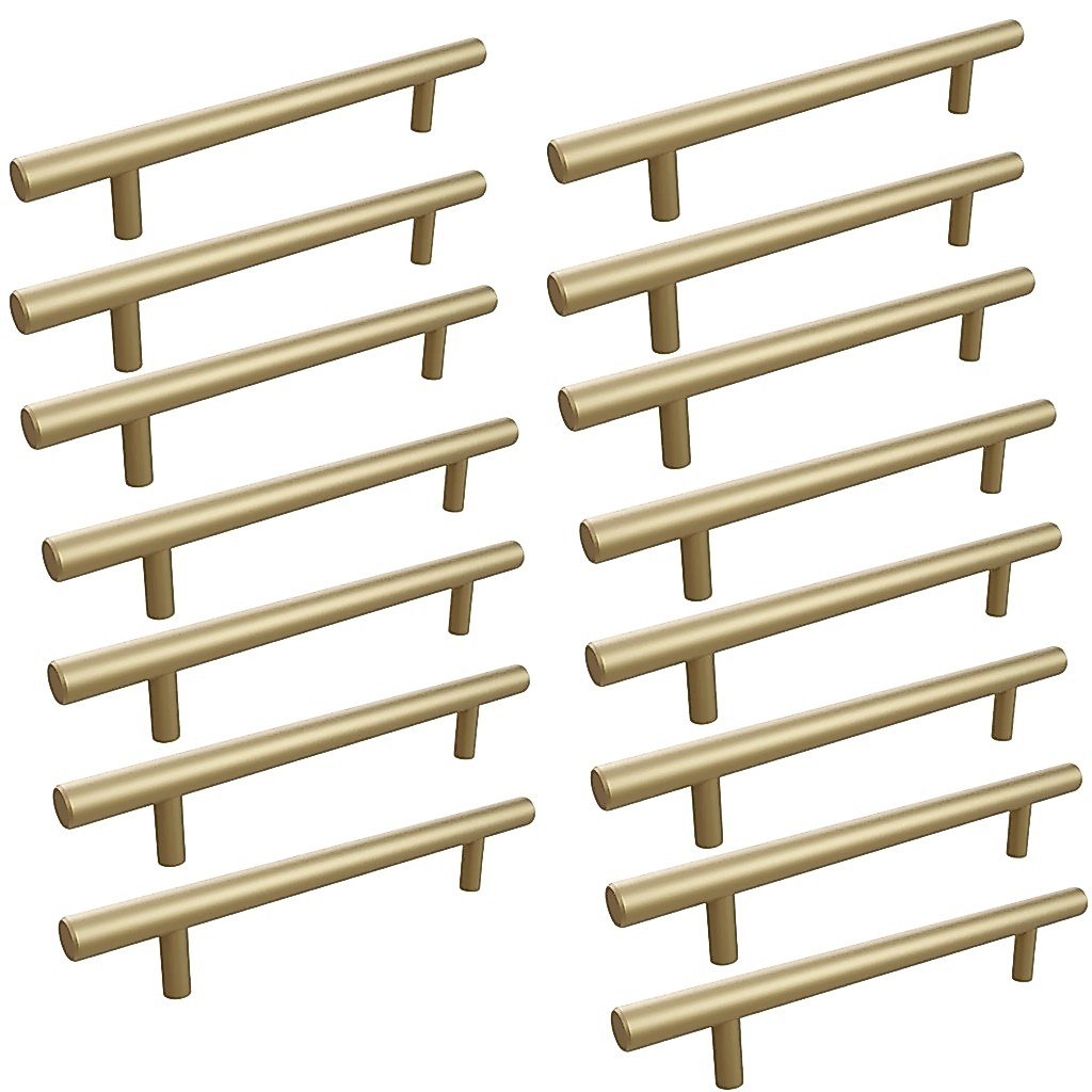 Kit 15 Puxador Haste Dourado Em Inox Redondo 64mm