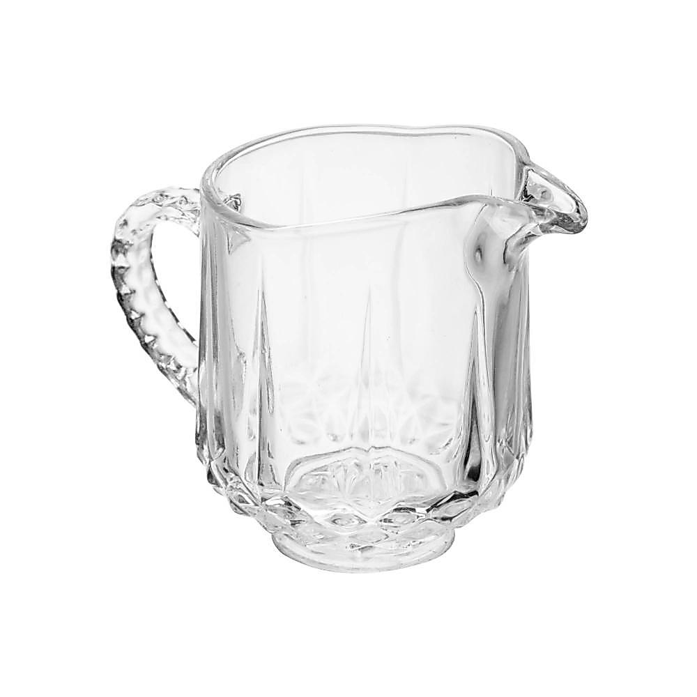 Mini Jarra de Cristal Diamante 200ml Lyor para Água Sucos Leite Mesa Posta Café da Manhã Brunch Elegante Compacta Casa