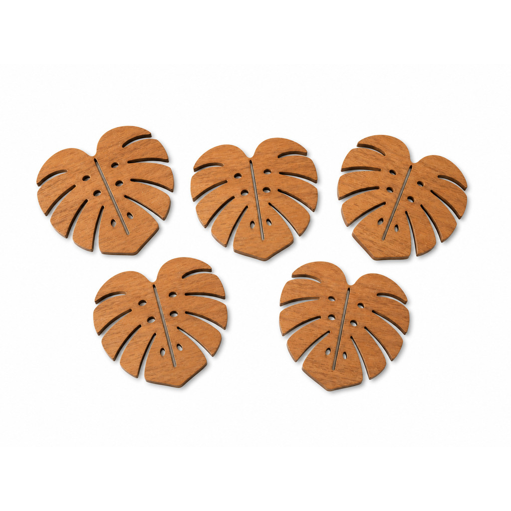 Kit Descanso de Panela MDF Formato Folha Decorativo Proteção para Mesa