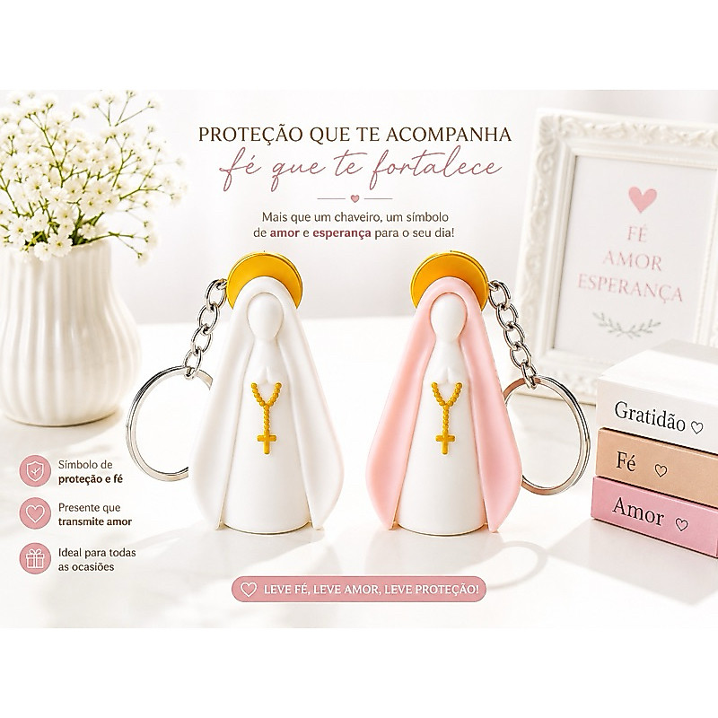 Chaveiro Nossa Senhora Aparecida 3D Premium | Presente Religioso de Fé, Proteção e Devoção