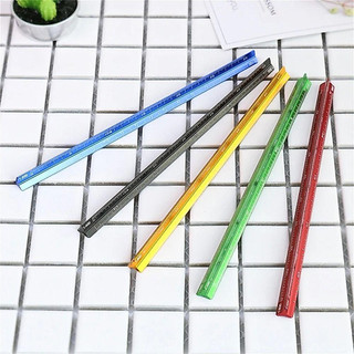 Régua de medição, régua triangular, metal colorido liso, 15 cm e 30 cm