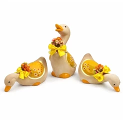 Kit 3 Patinhos de Cerâmica Decorativos Artesanal – Estilo Farmhouse / Rústico