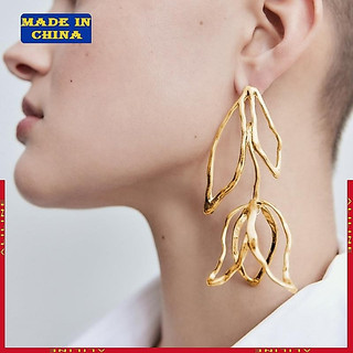 Oco Folha Dangle Brincos Abstrato Elegante Studs Joias