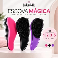 Escova de Cabelo Mágica Desembaraçadora Antifrizz | Para Todos os Tipos de Cabelo | Kit 1, 2, 3 ou 5 Unidades