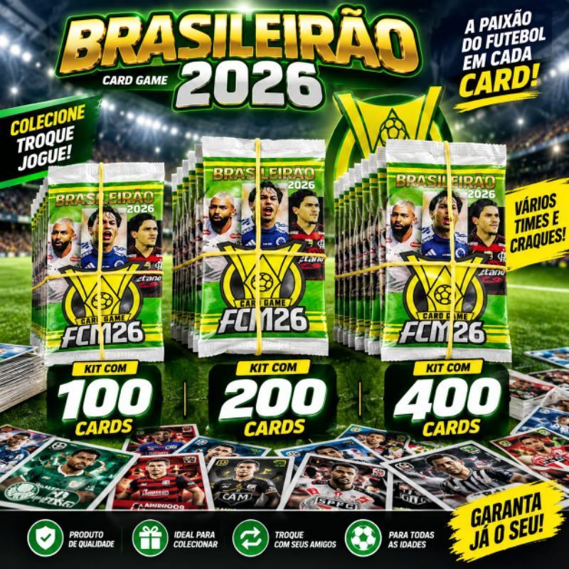 Kit 100/200/400 Cards Brasileirao Futebol Para Bater Bafo Trocar Cartas Lembracinha de aniversario