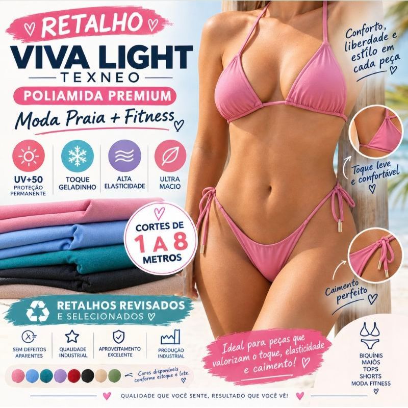 5kg Tecido Moda Praia Poliamida Viva Light Texneo 260g | Biquíni Maiô | UV50+ Toque Gelado