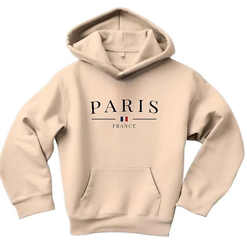 Moletom Canguru Unissex Varias Cores Paris Estampado Flanelado Com Capuz