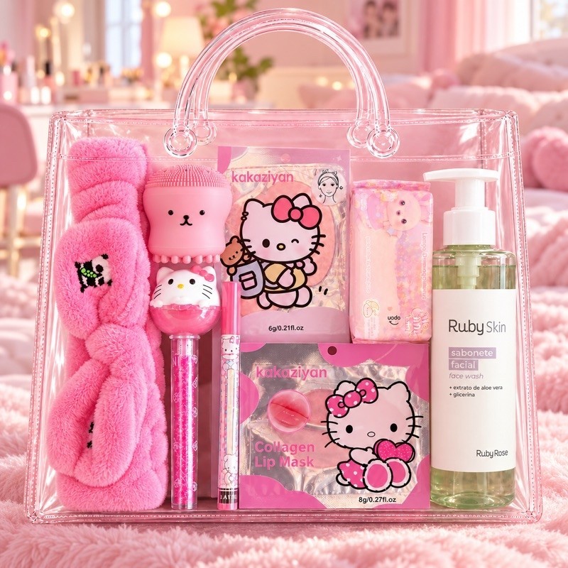 Kit Presente Feminino Skincare Completo Gloss Labial Faixa Spa Presente Menina