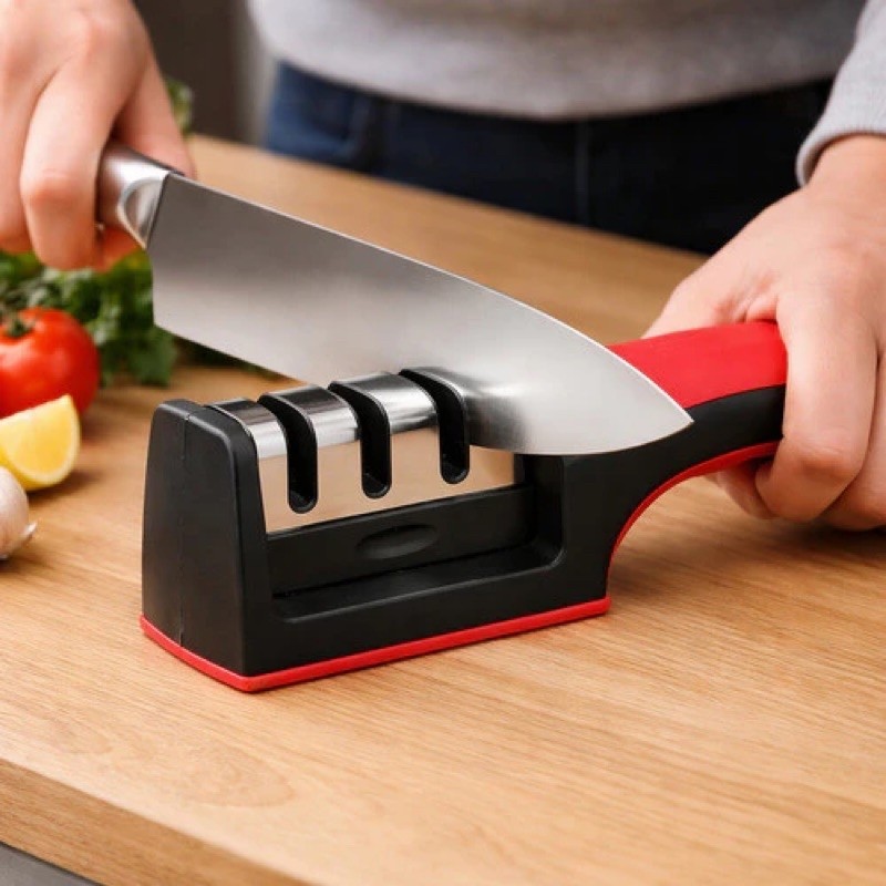 Afiador De Faca Profissional Amolador 4 Em 1 Tesoura Cozinha Churrasco Ergonômico Rápido Antiderrapante Premium