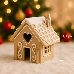 Casinha Gingerbread Vila Natalina 6,5cm Decorativo Natal - Kit com 2