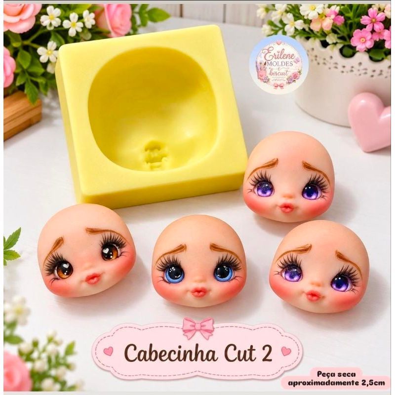 Molde de Silicone Cabecinha Cut 02 para Biscuit, Confeitaria, Artesanato no Geral - Erilene Moldes & Biscuit