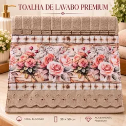 Toalha de Lavabo 30x50 100% Algodão Decorada Floral Premium