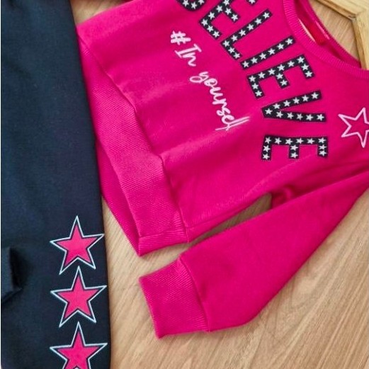 Conjunto Infantil Menina Moletom Peluciado Estiloso Lançamento Inverno Kyly Tamanho 4-6-8